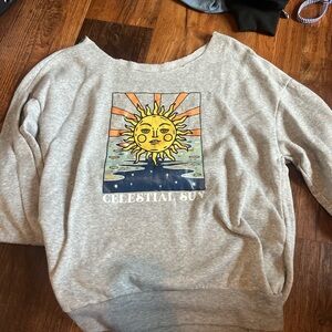 Celestial Sun Off-the-Shoulder Sweater - Gray